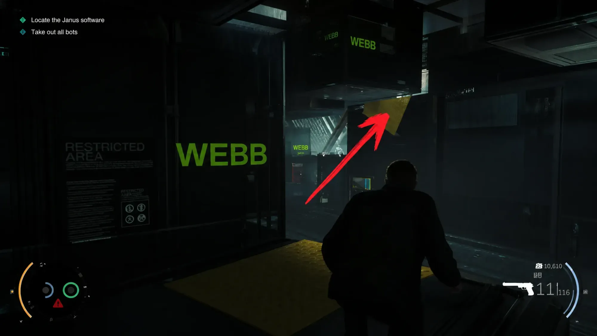 Target area highlighted with an arrow
