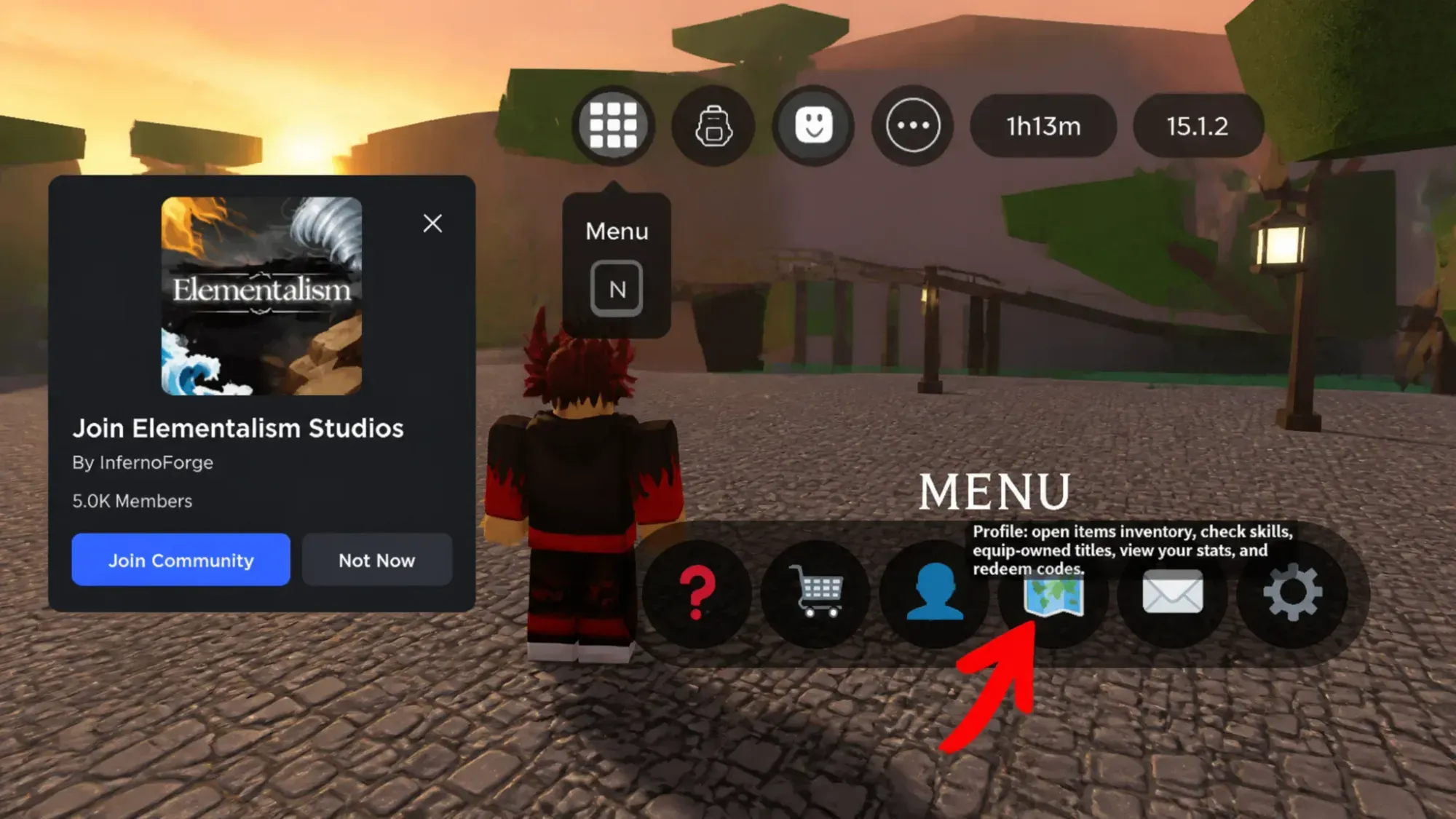 Elementalism codes: An image of the code redemption process in Roblox