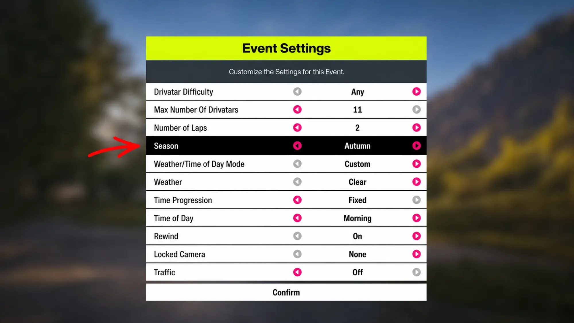 Change Seasons Forza Horizon 6
