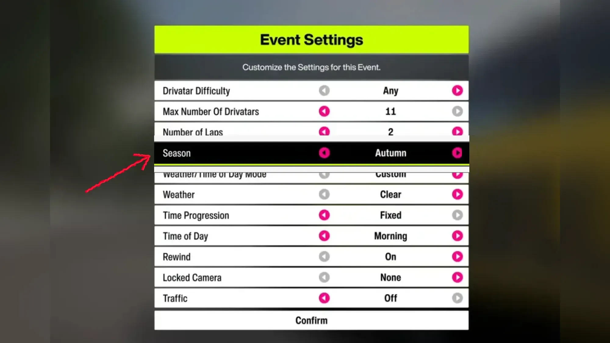 Change Seasons Forza Horizon 6