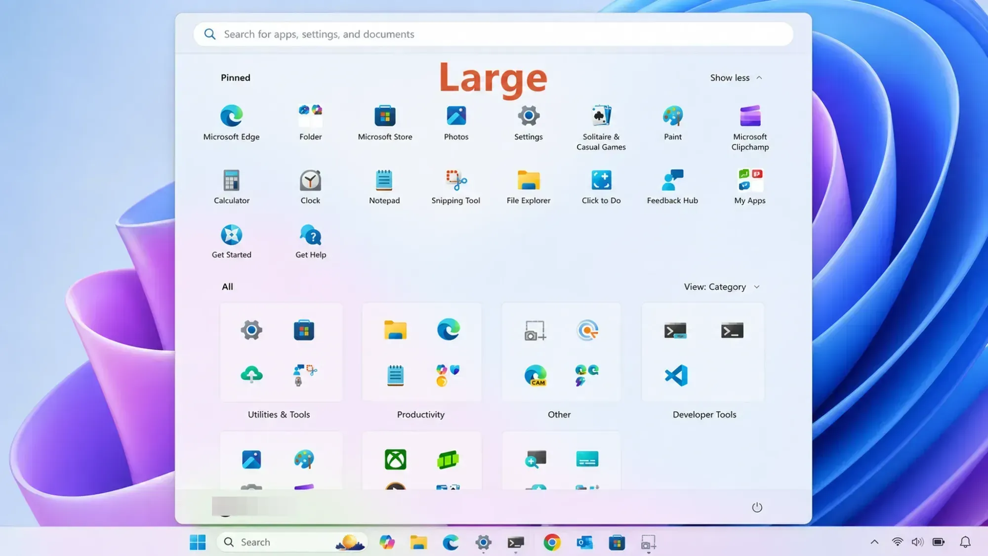 Start menu large (left) and small (right)