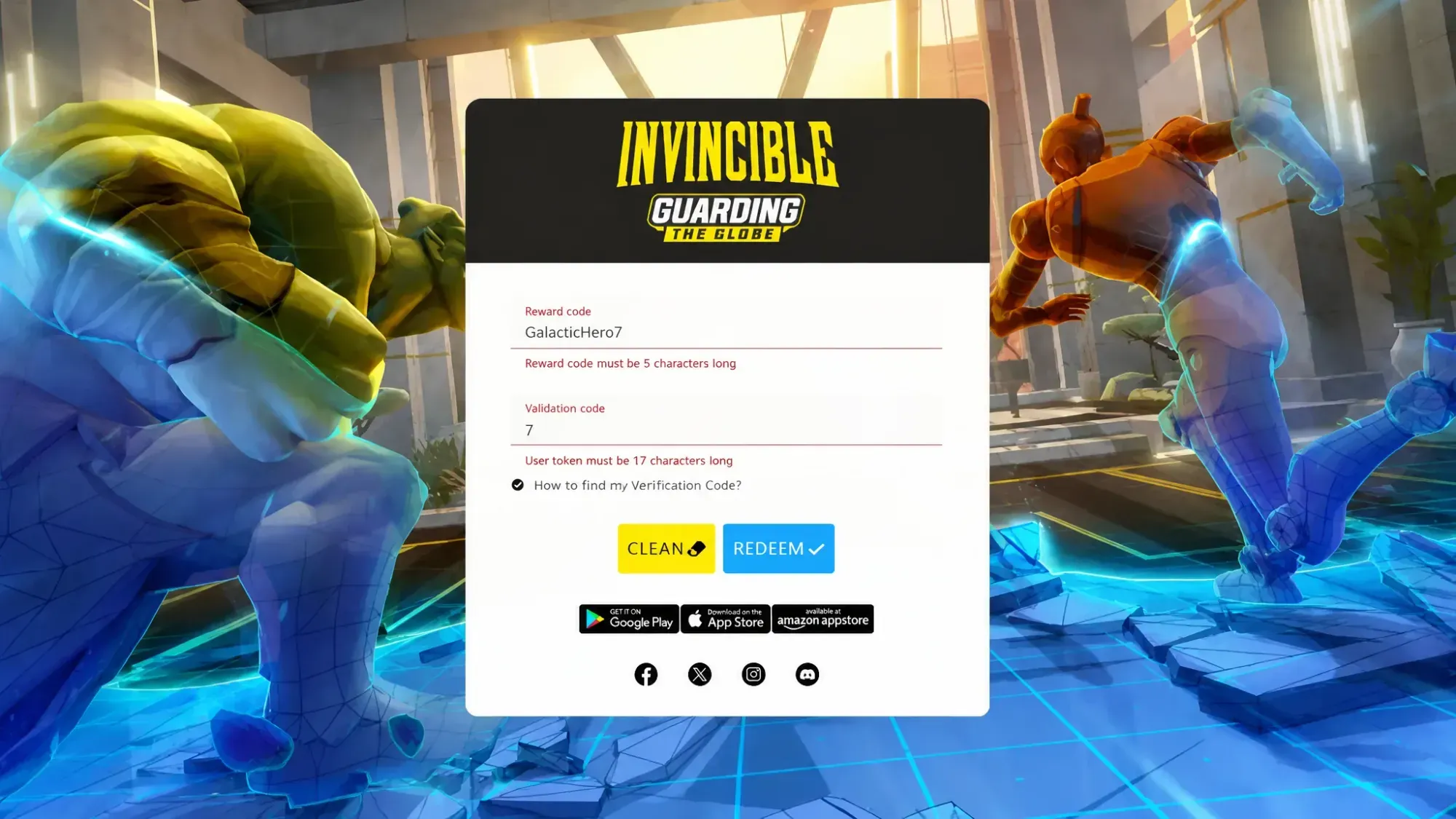 Invincible: Guarding the Globe codes redemption page on the web with Pocket Tactics filled in where the code goes