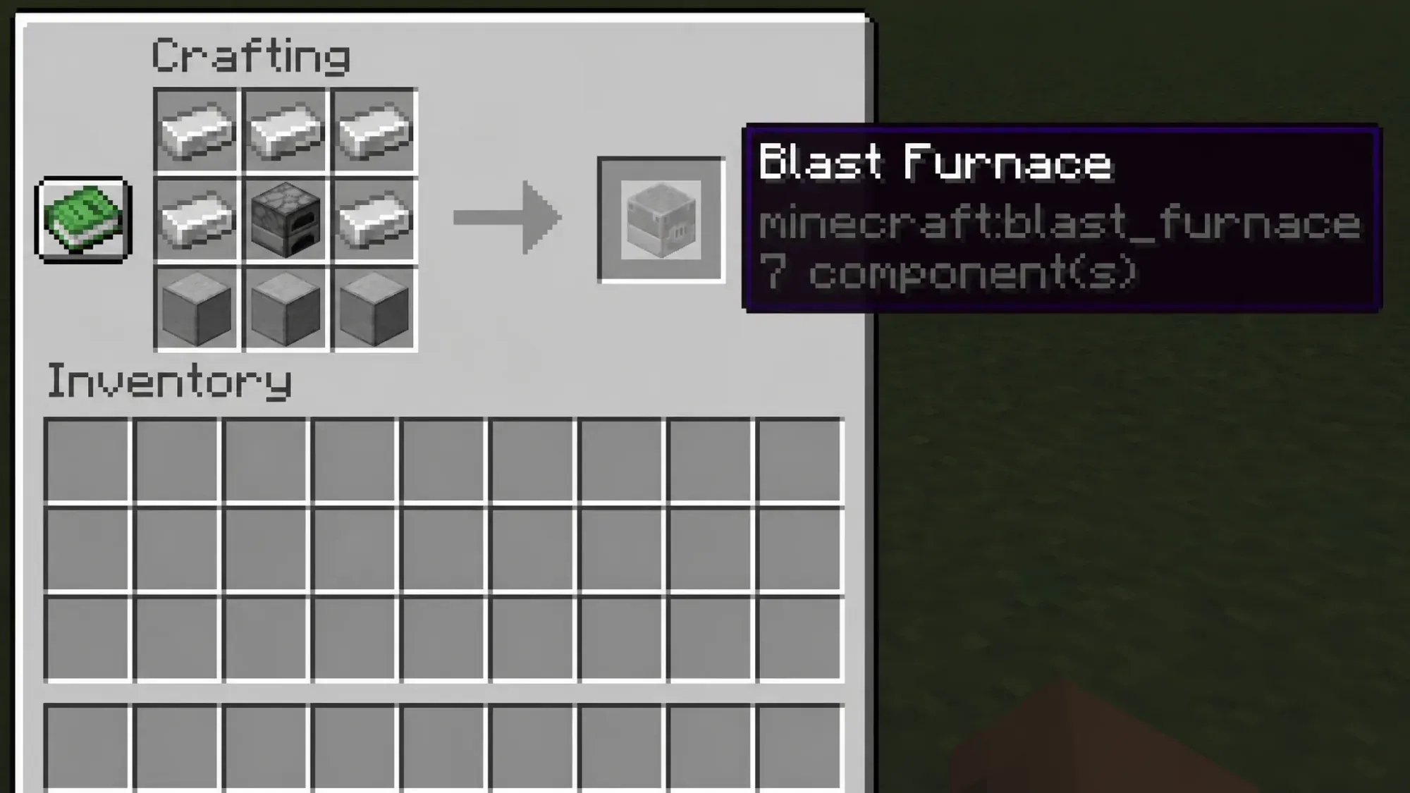 Crafting recipe for a blast furnace