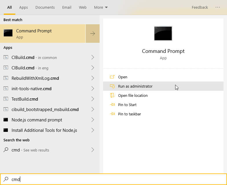 Open CMD as Administrator