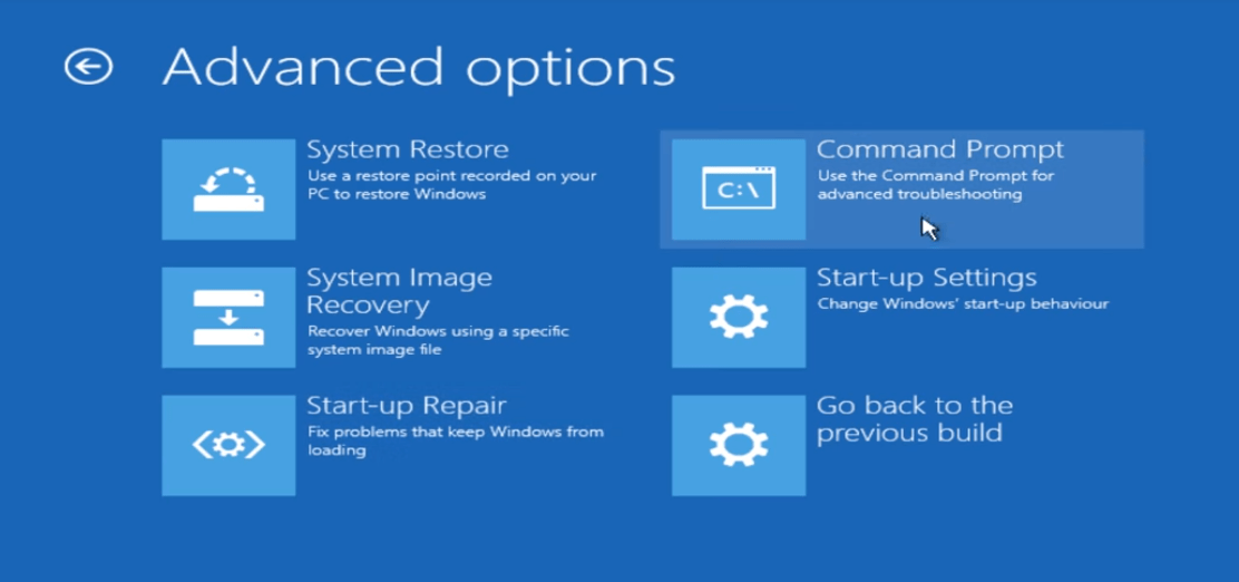 Windows 10 Advanced Options Command Prompt