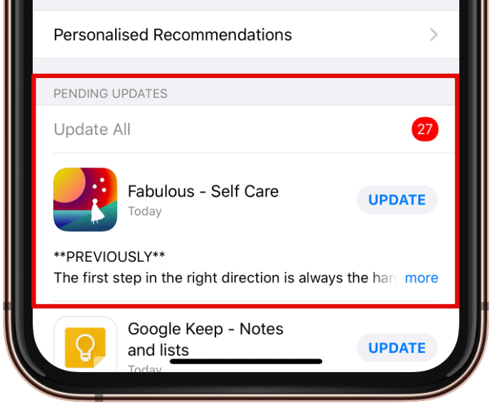 iPhone App store Pending updates