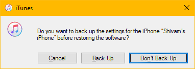 iTunes Backup before Restore