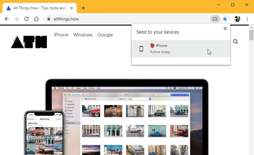 Send this page to your device Chrome