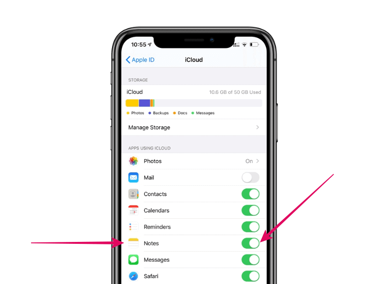 Notes sync iCloud iPhone