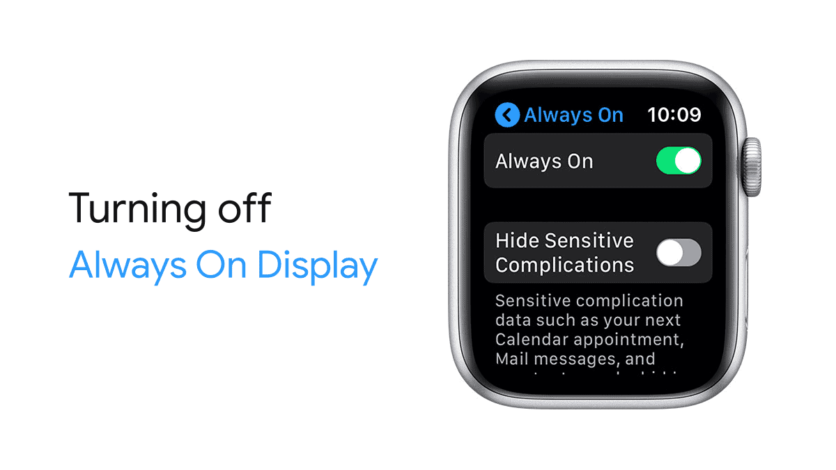 Apple Watch Always On Display toggle off