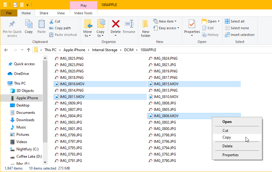 Copy iPhone videos using PC