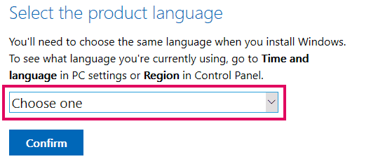 Selecting the product language