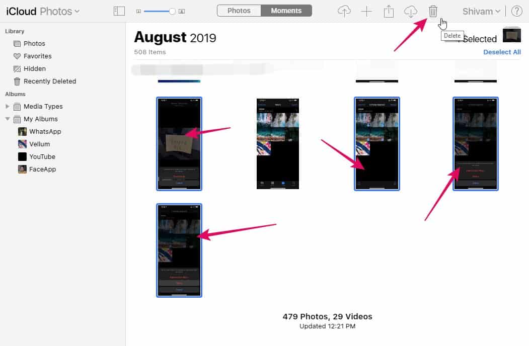 Delete iCloud Photos iPhone Select Multiple Photos