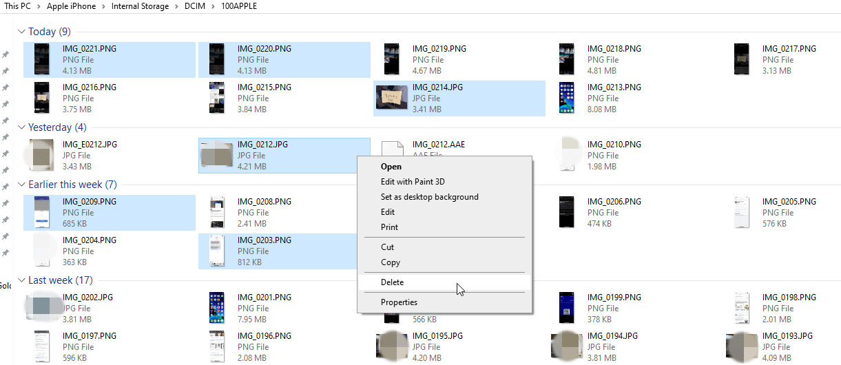 Delete iPhone Photos Computer Windows Multiple Photos