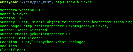 Detailed information about a package