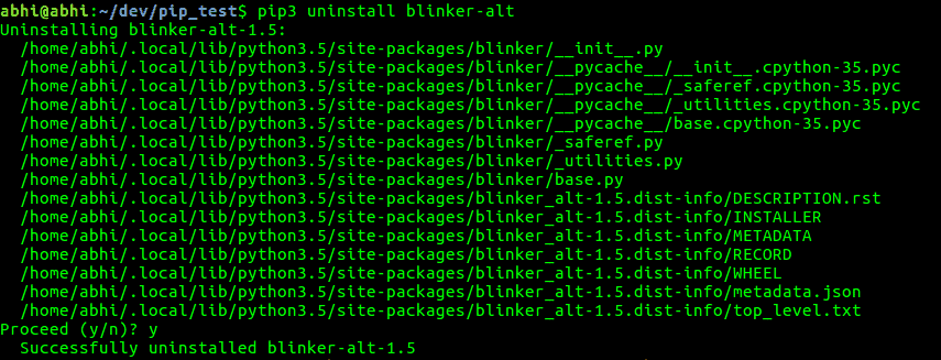 Uninstalling a package with pip