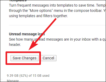 Click on Save Changes in Gmail settings