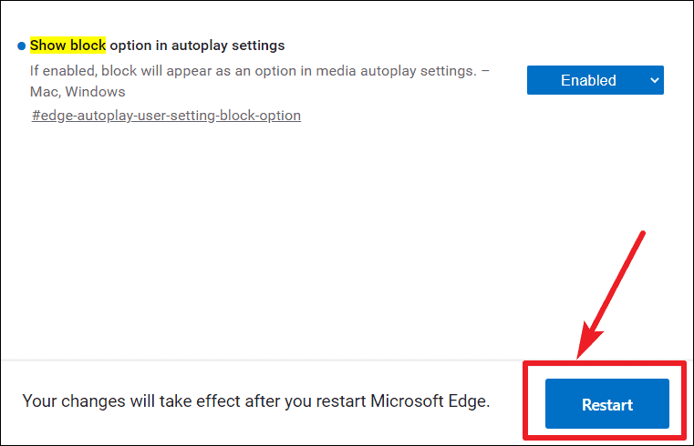 Restart your browser for changes to take effect.