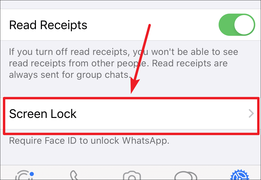 WhatsApp Screen Lock Settings