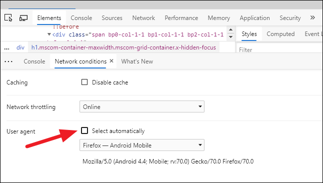 Unchecking Select automatically option