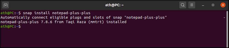 Terminal installing Notepad++
