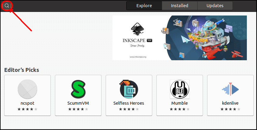 Search icon in Ubuntu Software Center