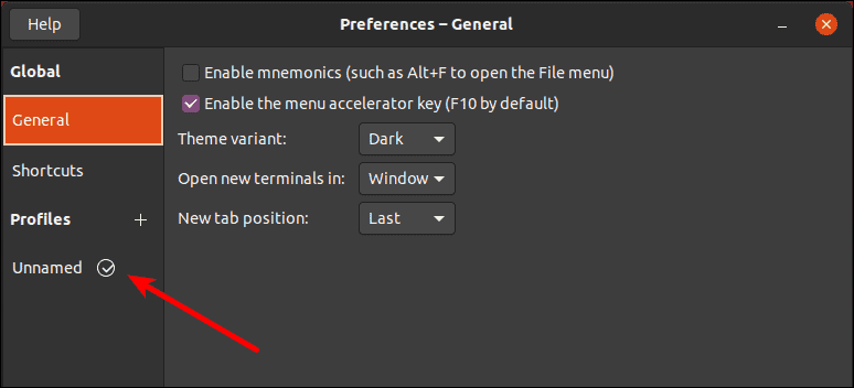 Select Terminal Profile
