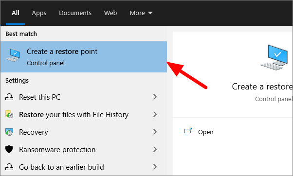 Create restore point