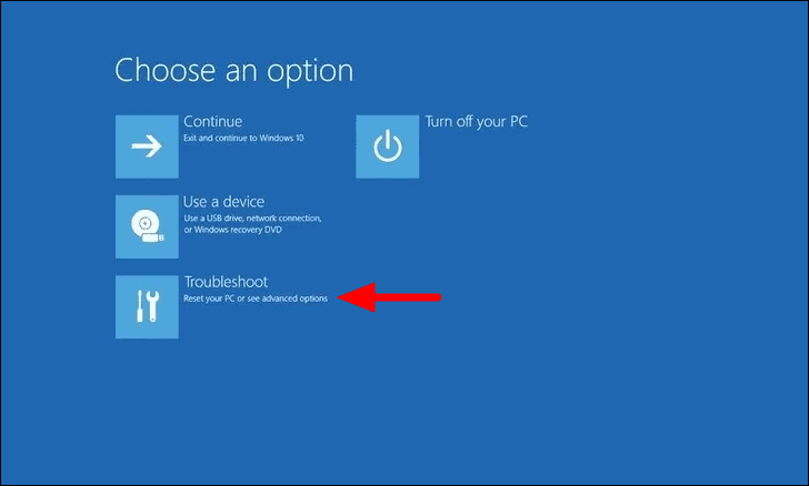 Choose Troubleshoot