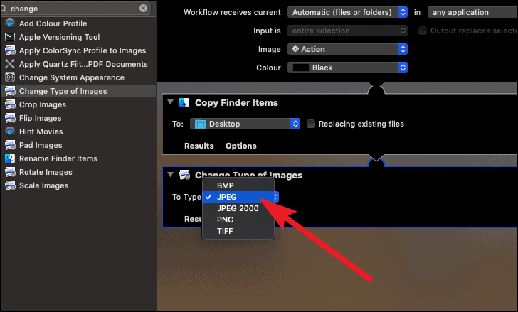 choose JPG file format to convert