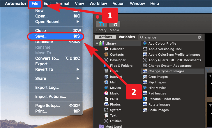 save the workflow to convert HEIC to JPG
