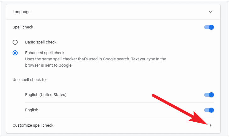 Exemption for Enhanced spell check