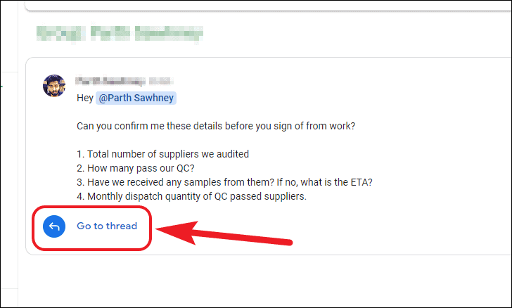 View mentions in conversation thread