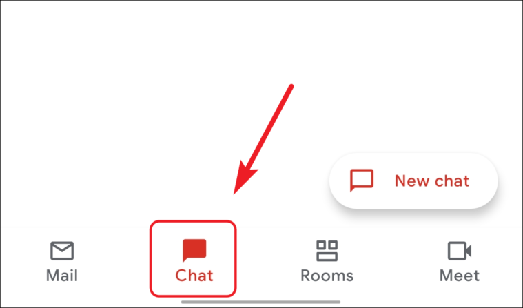 Chat tab in Gmail mobile app