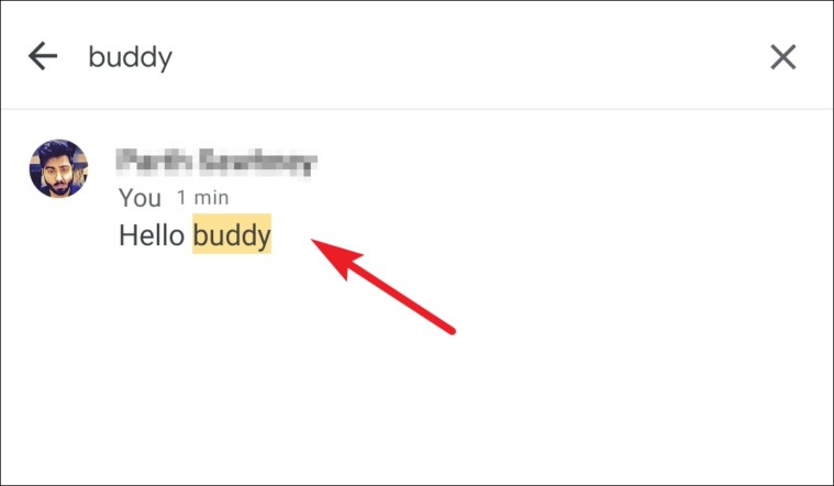 Search results in Gmail mobile app