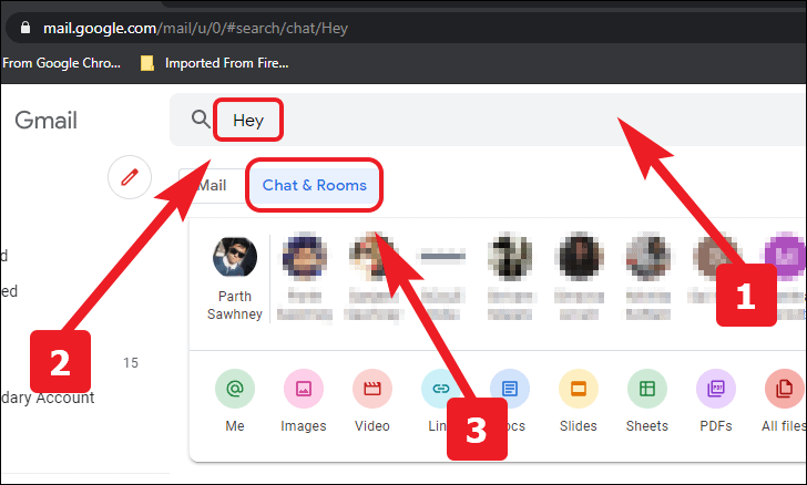 Search in Google Chat from Gmail on desktop