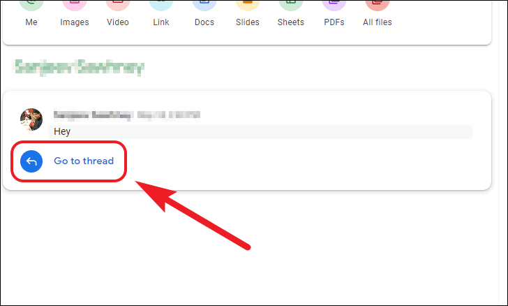Search results on Google Chat desktop