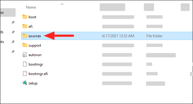 Windows 10 USB Sources Folder