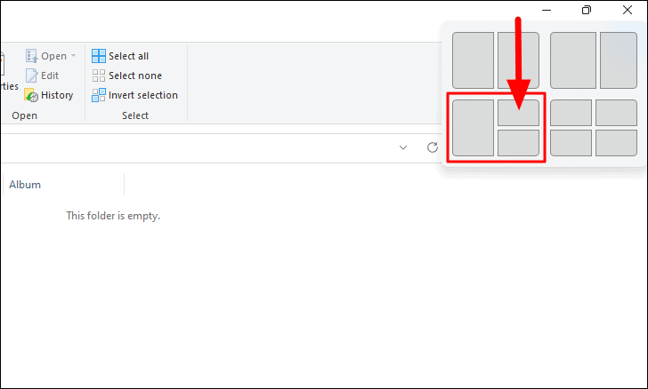 Selecting three-way split option