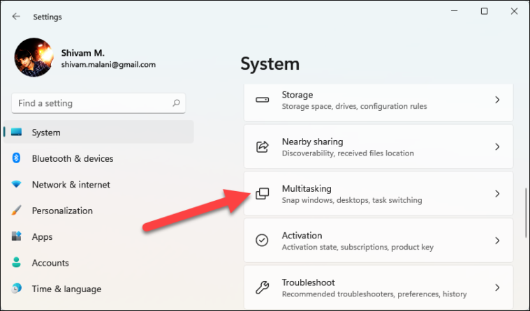 Multitasking option in Settings