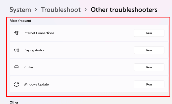 Windows troubleshooters