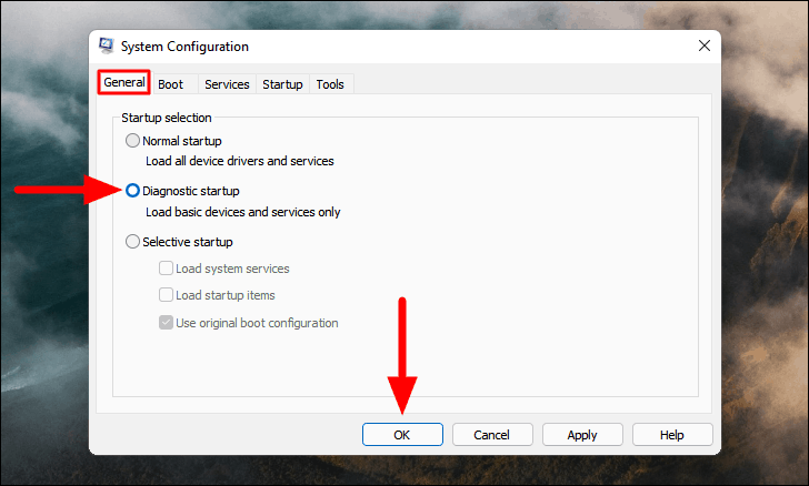 System Configuration window