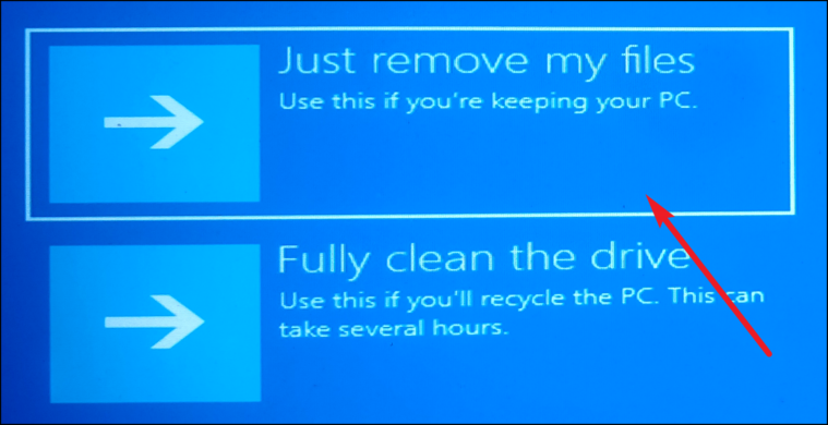 Choose data removal option