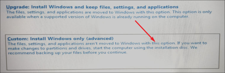 Choose installation type