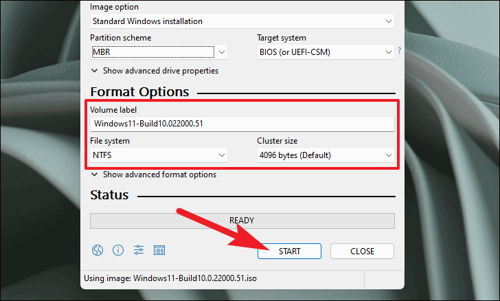 Start creating bootable USB