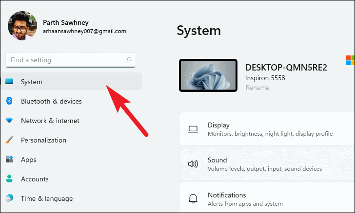 System tab