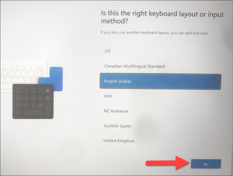 Select keyboard layout