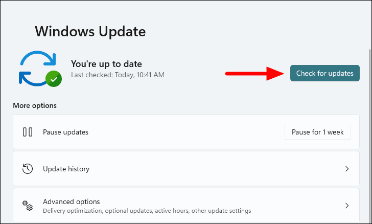 Check for Windows updates