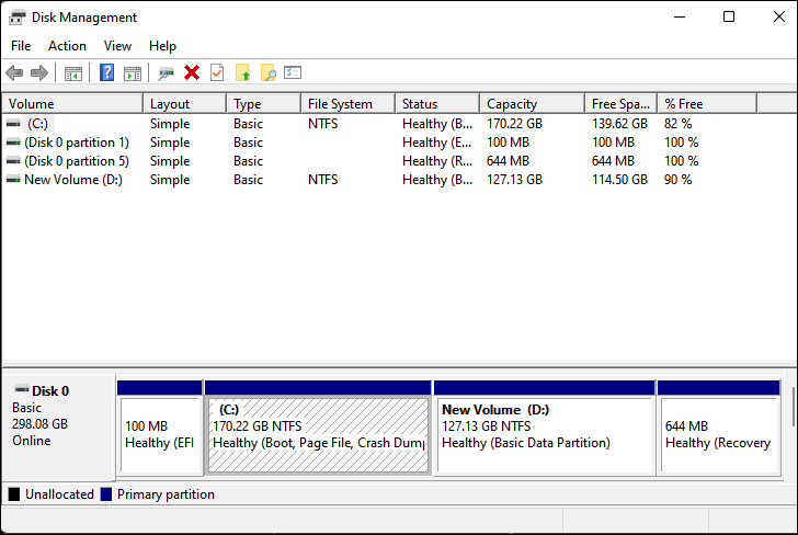 Disk Management interface