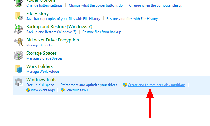Control Panel System and Security options